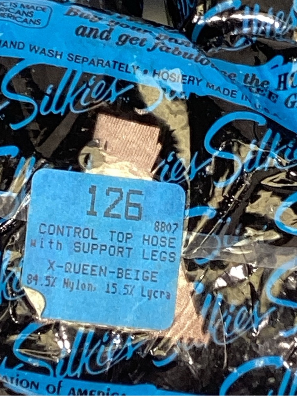 Vintage 3 Pair Queen XL Silkies Control Top Pantyhose Beige Leg Support 126 - Picture 2 of 4